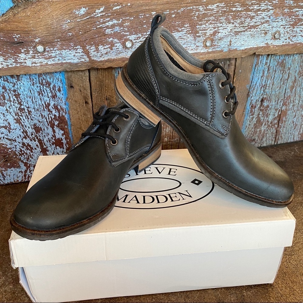 Steve Madden Black Narrate Oxford Leather Shoe